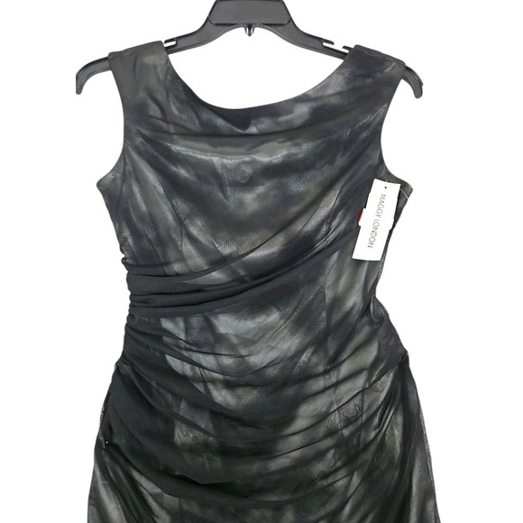 Maggy London ~Size 8~ Black/Silver Sheath Party Cocktail Evening Dress Lined NWT - Picture 6 of 14